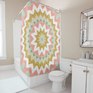 Rideaux De Douche Motif Mandala Bohème Géométrique en Éclats