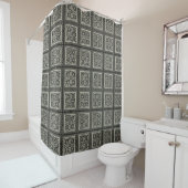 Rideaux De Douche Motif Mandala noir et blanc par Vision Studio (En situation)