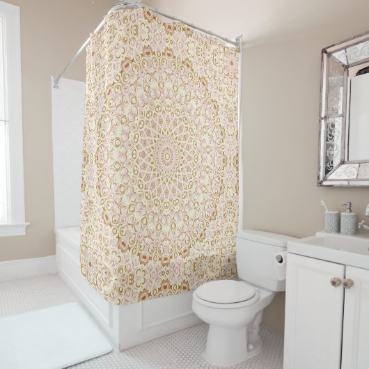 Rideaux De Douche Motif Mandala Or Rosé Doux (En situation)