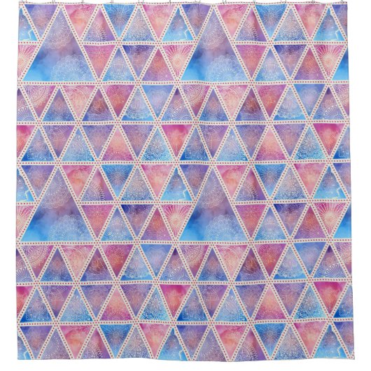 Rideaux De Douche Motif Mandala Triangles (Devant)