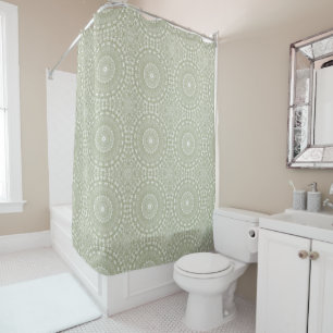 Rideaux De Douche Motif Mandala Vert Sauge