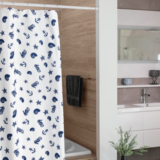 Rideaux De Douche Motif marin avec hippocampes