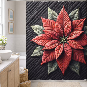 Rideaux De Douche Motif matelassé Poinsettia Noir