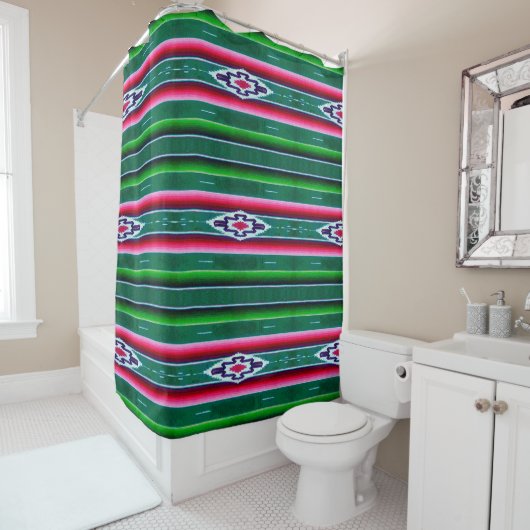 Rideaux De Douche Motif mexicain Sarape (En situation)