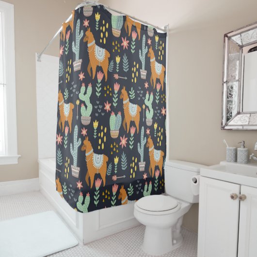 Rideaux De Douche Motif mignon d'alpaga (En situation)