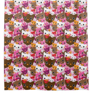 Rideaux De Douche motif mignon d'arrière - plan de chat de chaton