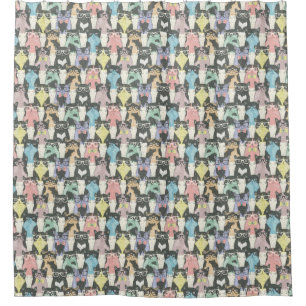 Rideaux De Douche Motif mignon de chats de hippie