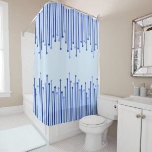 Rideaux De Douche Motif moderne à rayures sur bleu pâle