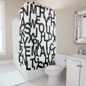 Rideaux De Douche Motif moderne, abstrait, désordonné avec des lettr (En situation)