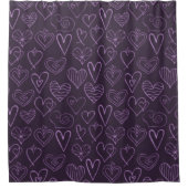 Rideaux De Douche Motif moderne de coeur foncé violet (Devant)