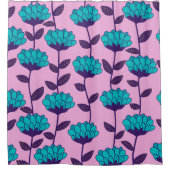Rideaux De Douche Motif moderne de fleurs bleu rose (Devant)