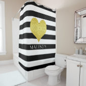 Rideaux De Douche Motif Moderne De Grandes Blancs Et Noires (En situation)