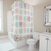 Rideaux De Douche Motif moderne du milieu du siècle Pastel (En situation)