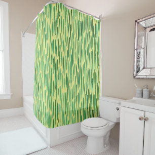 Rideaux De Douche Motif moderne en bambou Tiki Vibe Vert