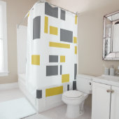 Rideaux De Douche Motif moderne, simple, cool géométrique jaune gris (En situation)