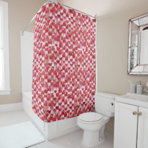 Rideaux De Douche Motif moderne Tartan Rouge Floral