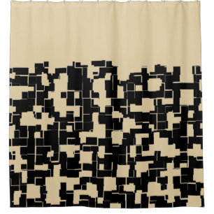 Rideaux De Douche Motif moderne tendance - Noir/Tan(Changeable)