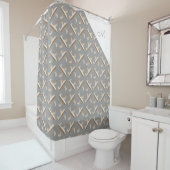 Rideaux De Douche Motif monogramme fleur de lis rayé (En situation)