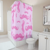 Rideaux De Douche Motif Moustache Rose (En situation)