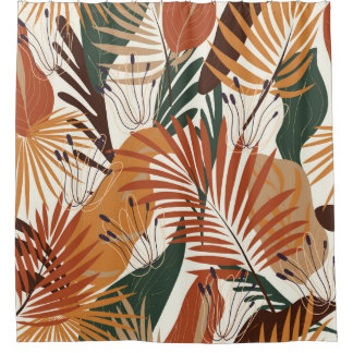 Rideaux De Douche Motif naturel sans faille, plantes abstraits et fl