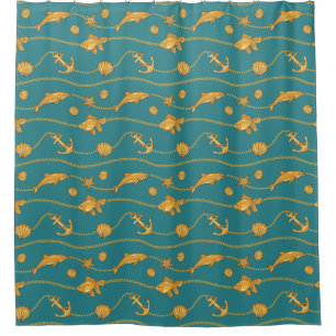 Rideaux De Douche Motif nautique d'or