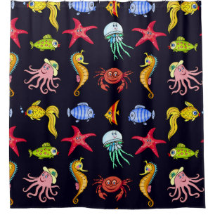 Rideaux De Douche Motif nautique fabuleux avec une mer orange amusan
