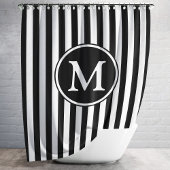 Rideaux De Douche Motif noir et blanc rayé monogrammé