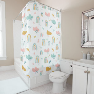 Rideaux De Douche Motif nuage Rainbow et pluie amusant