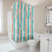Rideaux De Douche Motif Océan Corail Tropical (En situation)