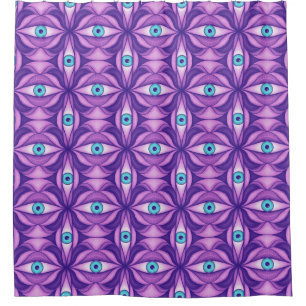 Rideaux De Douche Motif œil botanique abstrait maximaliste violet