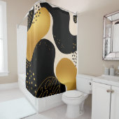 Rideaux De Douche Motif organique abstrait moderne noir et or (En situation)