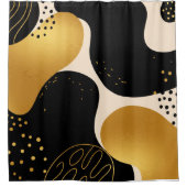 Rideaux De Douche Motif organique abstrait moderne noir et or (Devant)