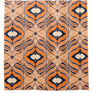 Rideaux De Douche Motif orientale sans couture, ornement noir, orang