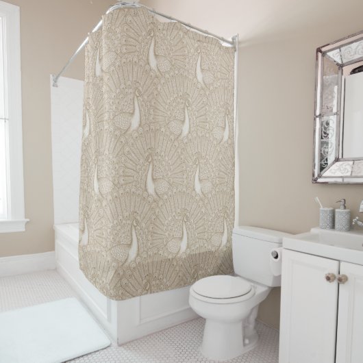 Rideaux De Douche motif paon (En situation)
