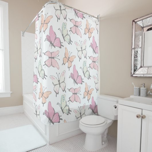 Rideaux De Douche Motif papillon (En situation)