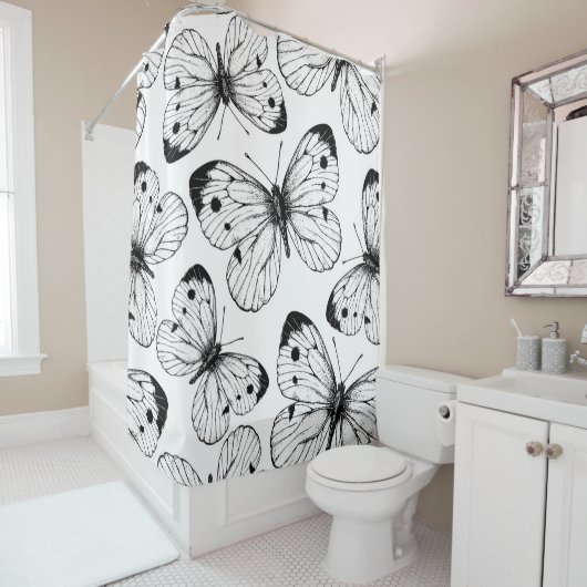 Rideaux De Douche Motif papillon de choux (En situation)