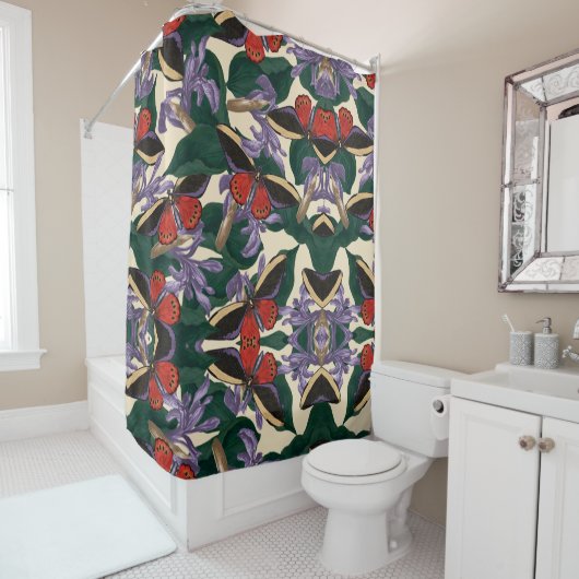 Rideaux De Douche Motif Papillon De Nuit (En situation)