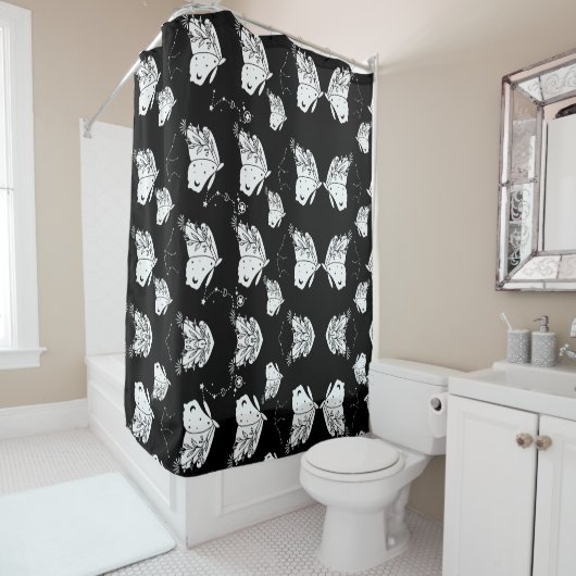 Rideaux De Douche Motif Papillon de Nuit (En situation)