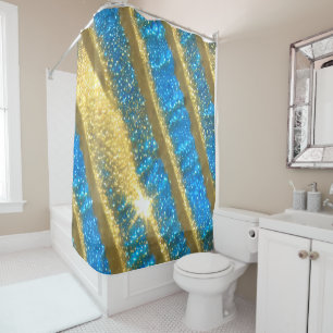 Rideaux De Douche Motif Parties scintillant bleu et or