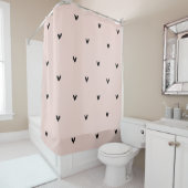 Rideaux De Douche Motif Pastel Moderne Rose et Coeurs Noirs (En situation)