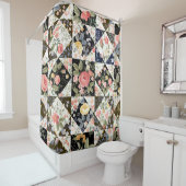 Rideaux De Douche motif patchwork transparent avec fleurs (En situation)