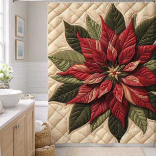 Rideaux De Douche Motif Piqué Poinsettia Crème
