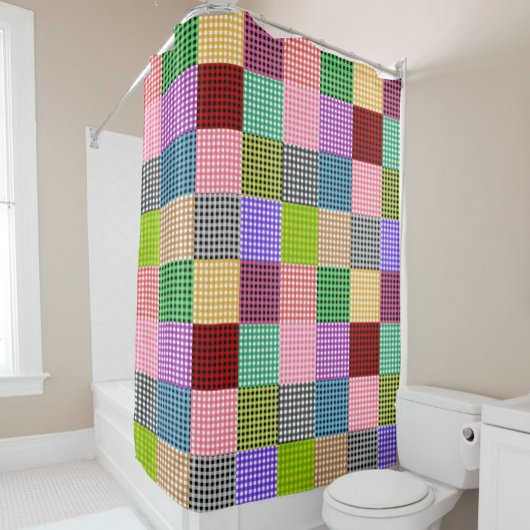 Rideaux De Douche Motif plaid multicouleur En vichy Patchwork