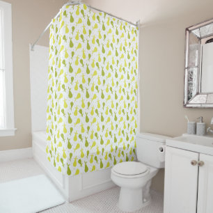 Rideaux De Douche Motif Polka Dot de poires jaunes et vertes