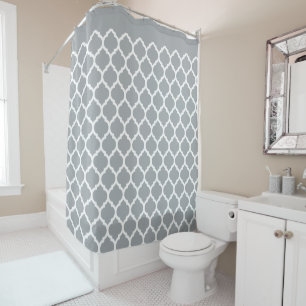 Rideaux De Douche Motif Quatrefoil gris et blanc élégant