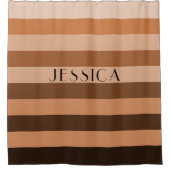 Rideaux De Douche Motif rayé beige Brown Nom personnalisé (Devant)