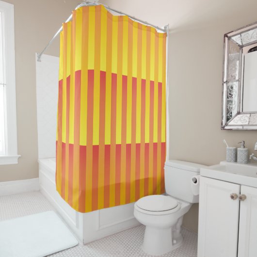 Rideaux De Douche Motif rayé orange jaune (En situation)