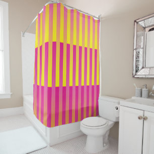 Rideaux De Douche Motif rayé rose jaune orange