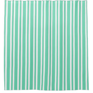 Rideaux De Douche Motif Rayures Blanches Aquamarine