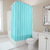Rideaux De Douche Motif Rayures Blanches Bleues (En situation)